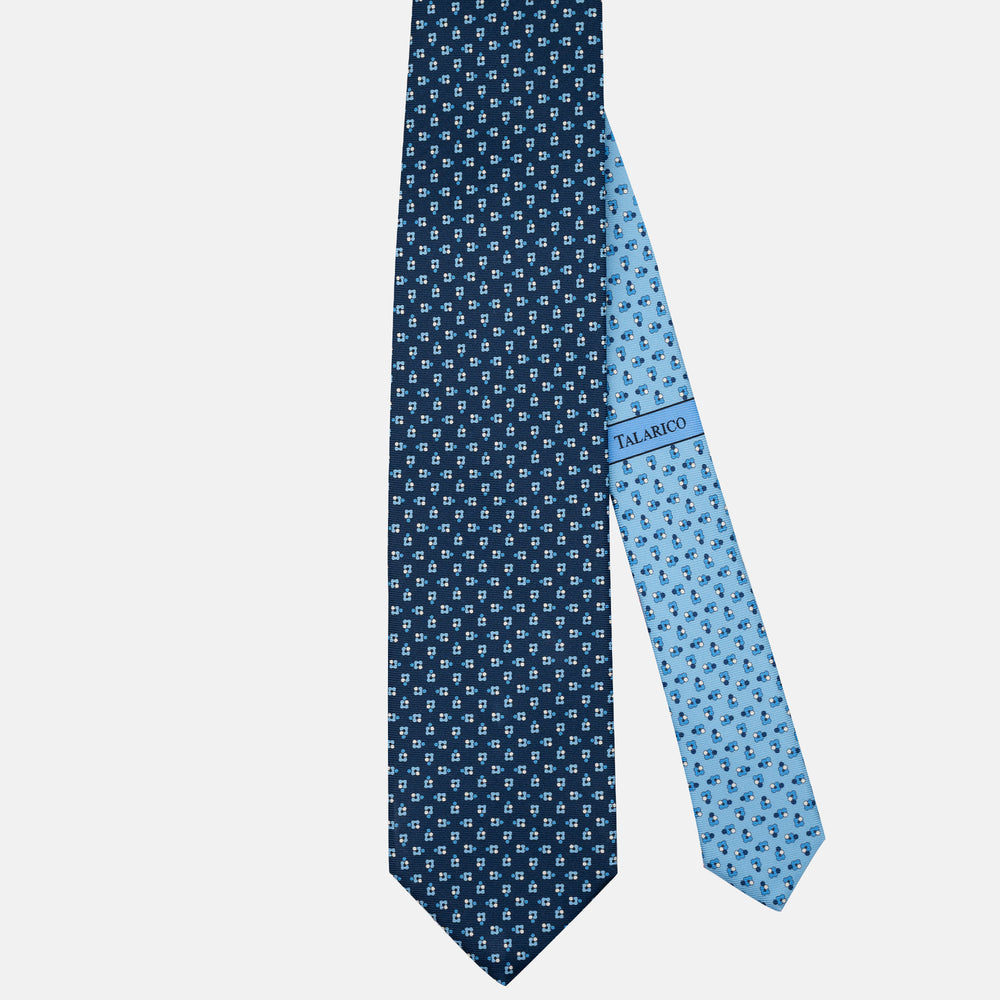 Cravatta 3 pieghe in Seta Fantasia Floreale, Blu Celeste - JA304-2