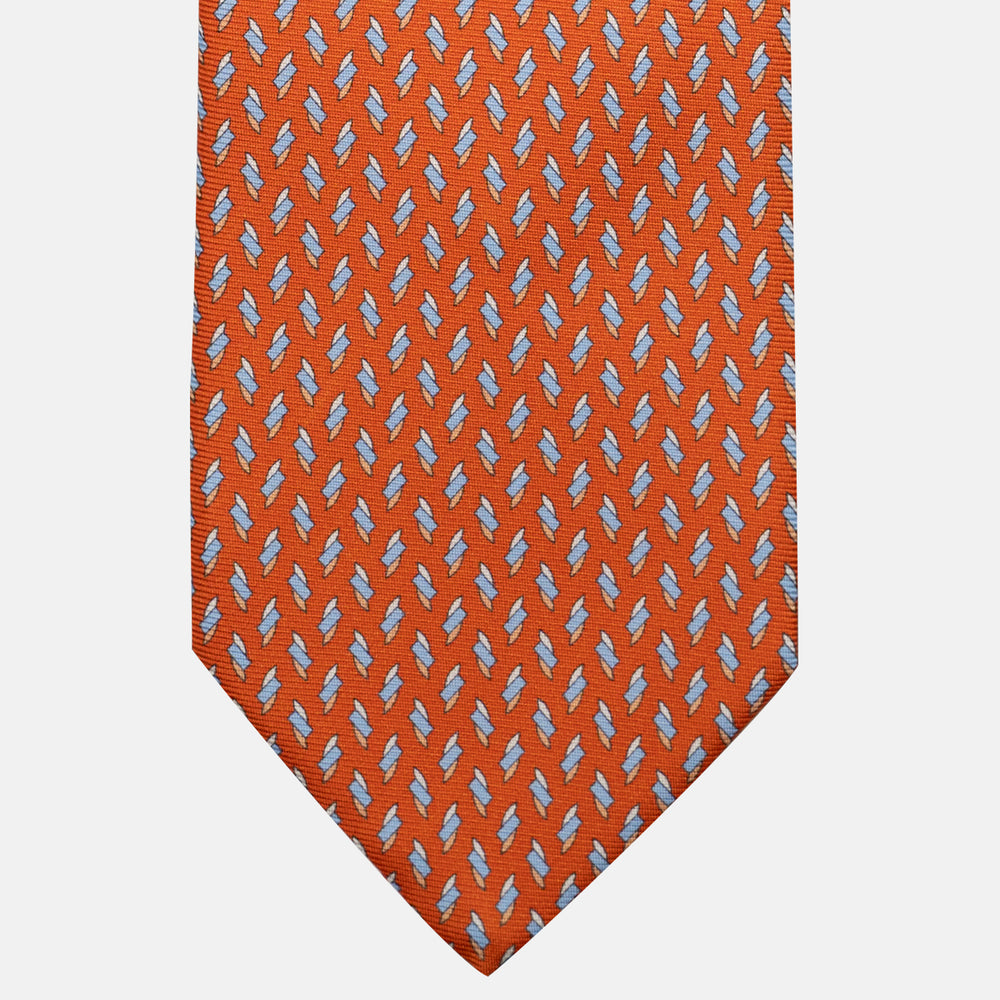 3-Fold Silk Tie, Micro Pattern, Orange - JC055938-3