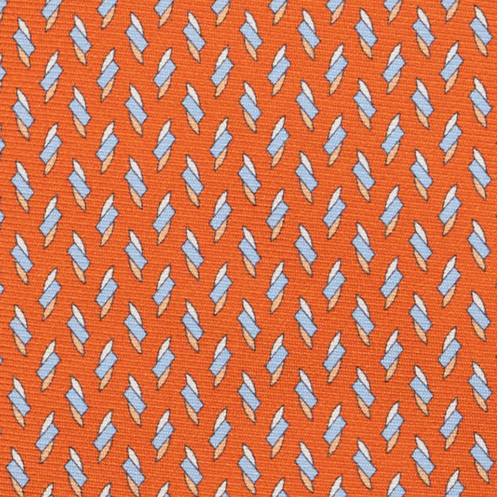 3-Fold Silk Tie, Micro Pattern, Orange - JC055938-3