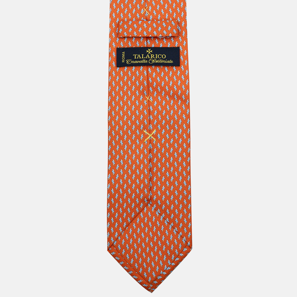 3-Fold Silk Tie, Micro Pattern, Orange - JC055938-3