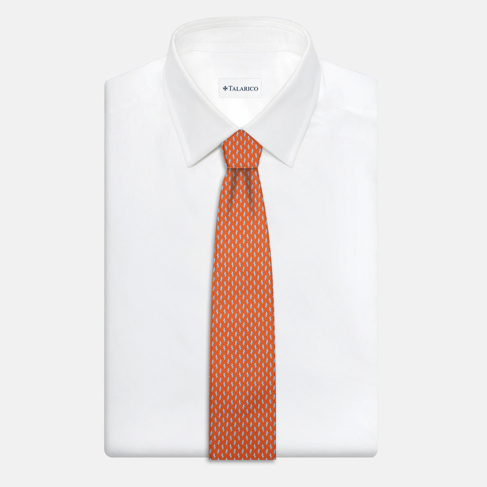 3-Fold Silk Tie, Micro Pattern, Orange - JC055938-3