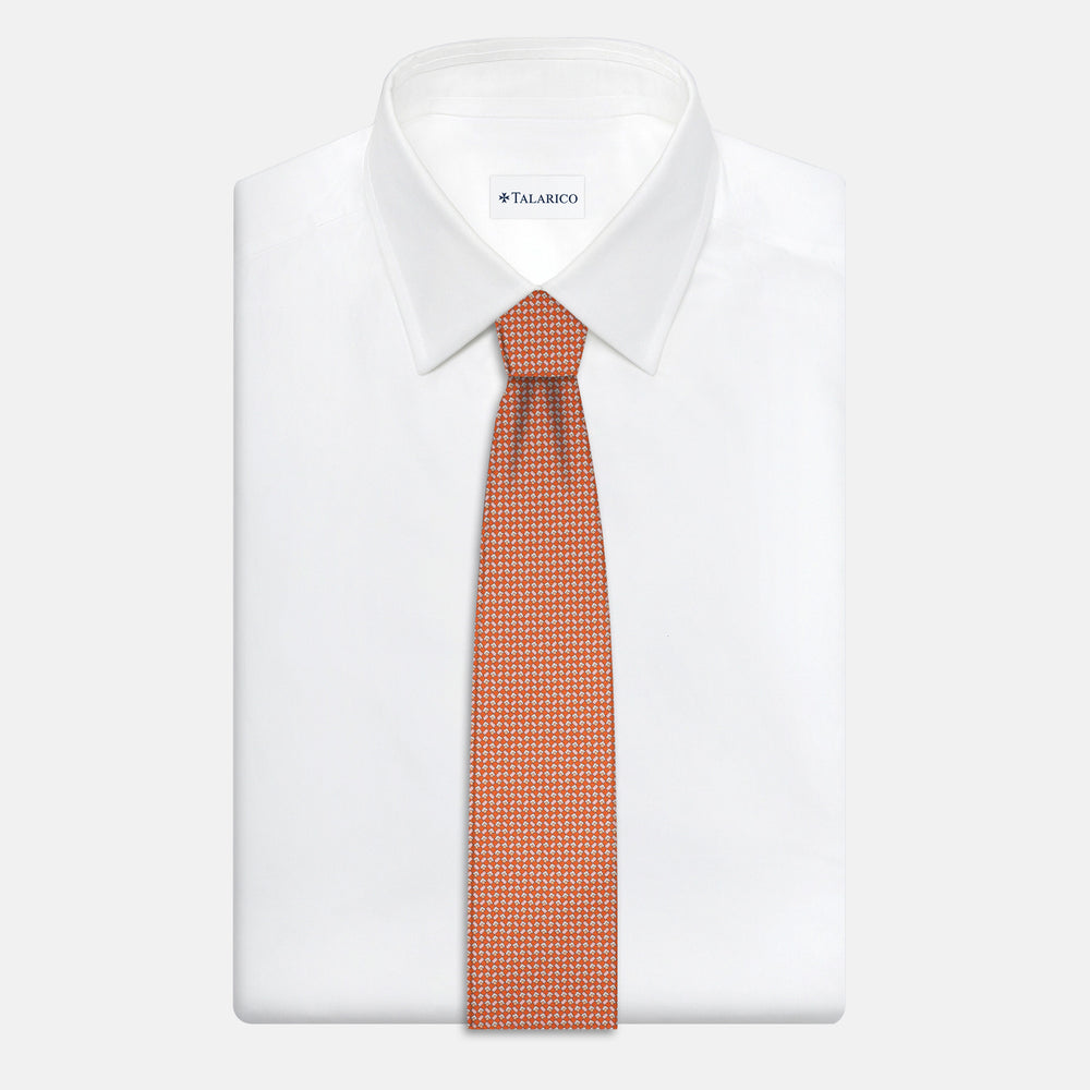 3-Fold Silk Tie, Micro Pattern, Orange - JC056124-4