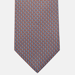 3-Fold Silk Tie, Geometric Pattern, Orange - JC056133-1