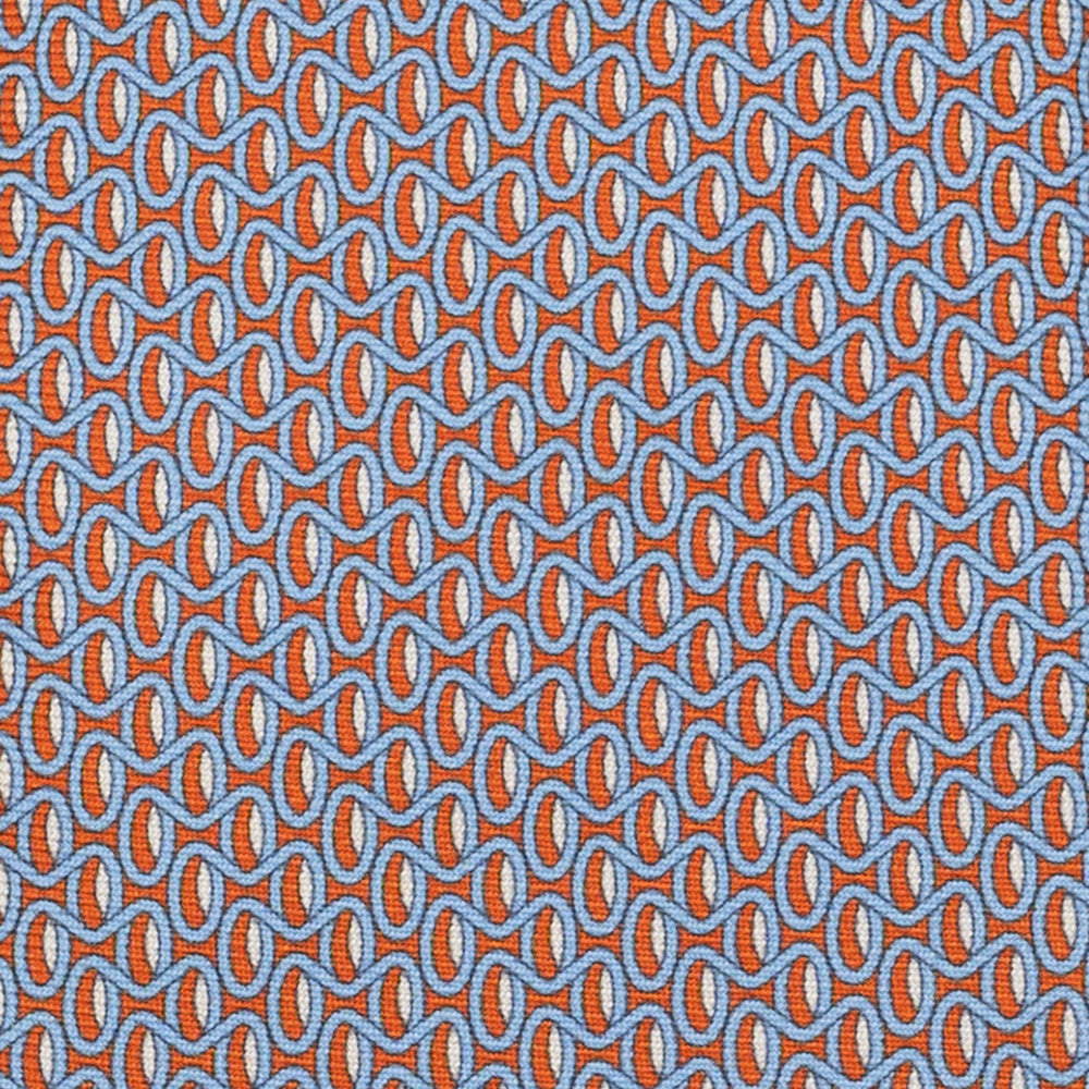 3-Fold Silk Tie, Geometric Pattern, Orange - JC056133-1