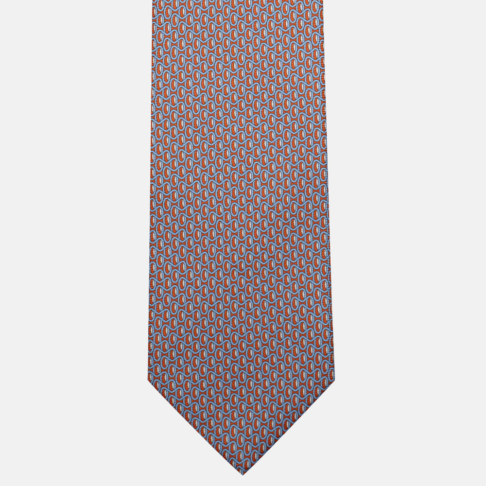 3-Fold Silk Tie, Geometric Pattern, Orange - JC056133-1
