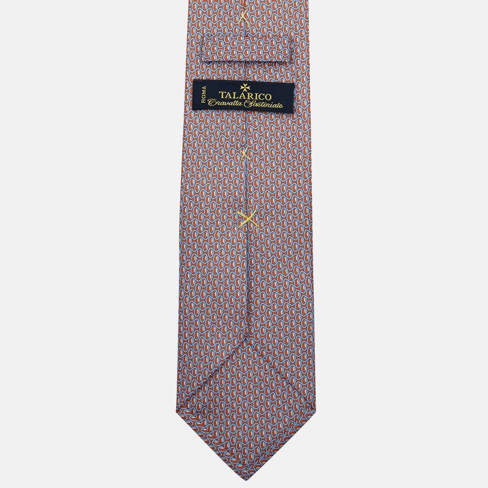 3-Fold Silk Tie, Geometric Pattern, Orange - JC056133-1