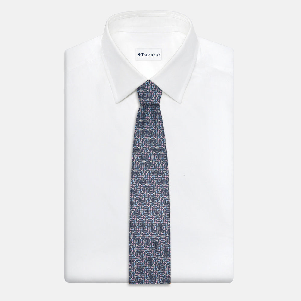 3-Fold Silk Tie, Dragonfly Pattern, Grey - JC056226-6