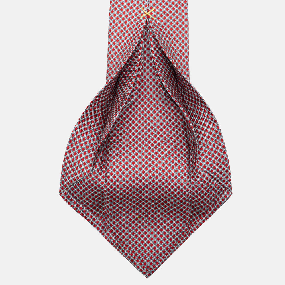 Cravatta 7 pieghe in seta Fantasia Geometrica Rosso JC056340-7