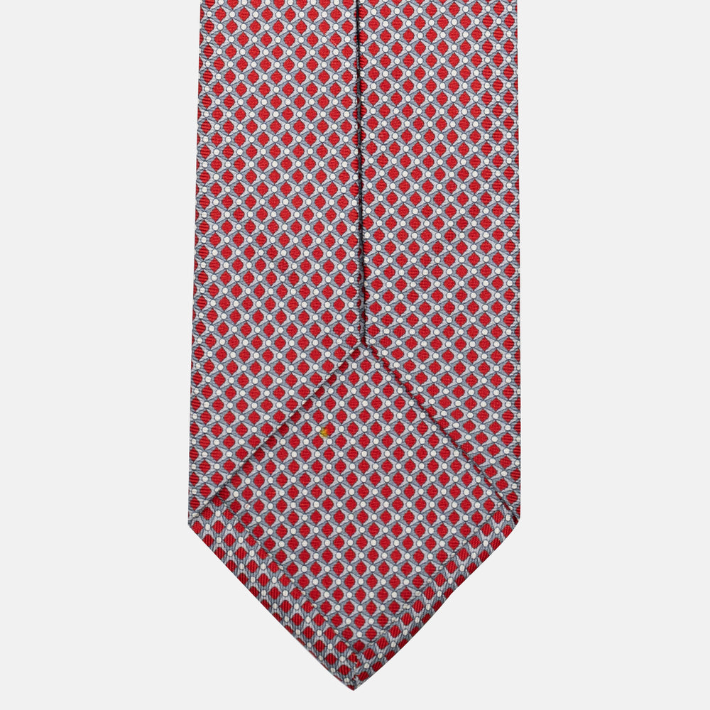 Cravatta 7 pieghe in seta Fantasia Geometrica Rosso JC056340-7