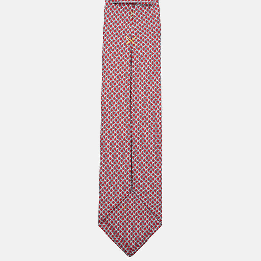 Cravatta 7 pieghe in seta Fantasia Geometrica Rosso JC056340-7