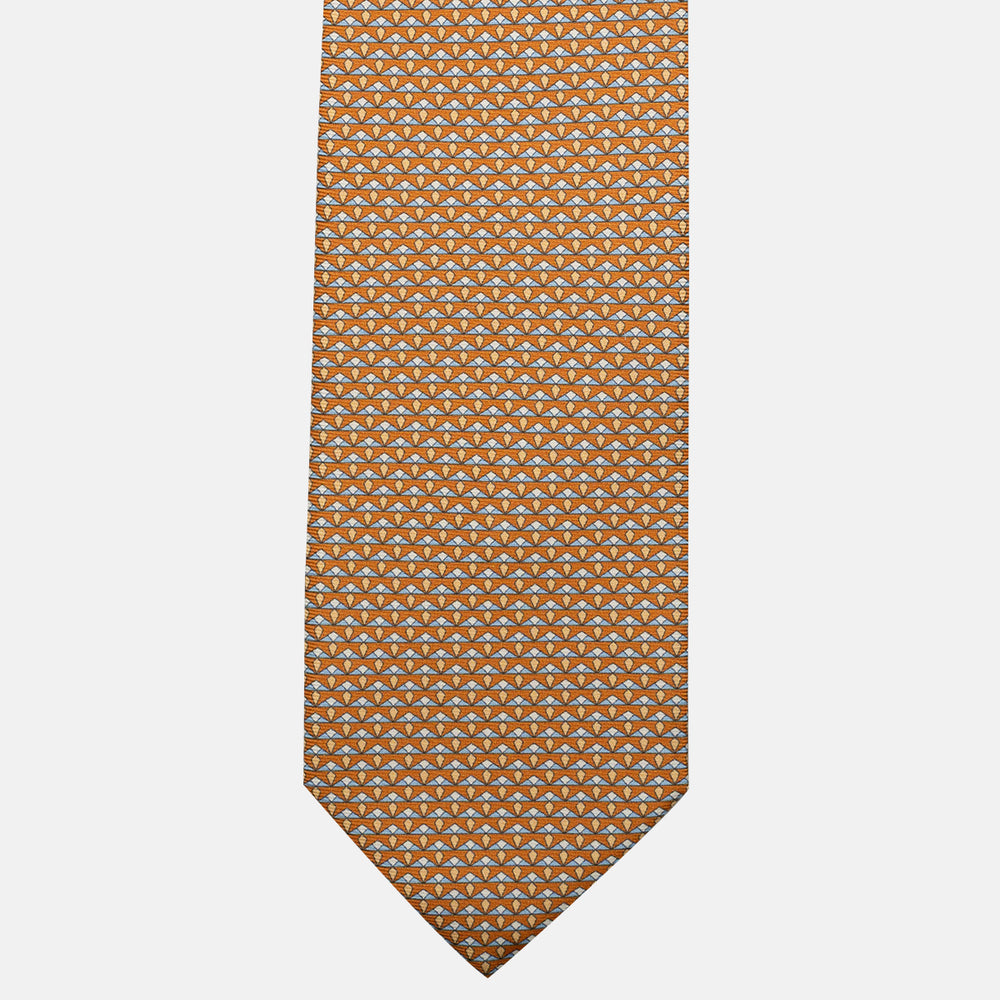 3-Fold Silk Tie, Micro Pattern, Ochre - JC056665-2
