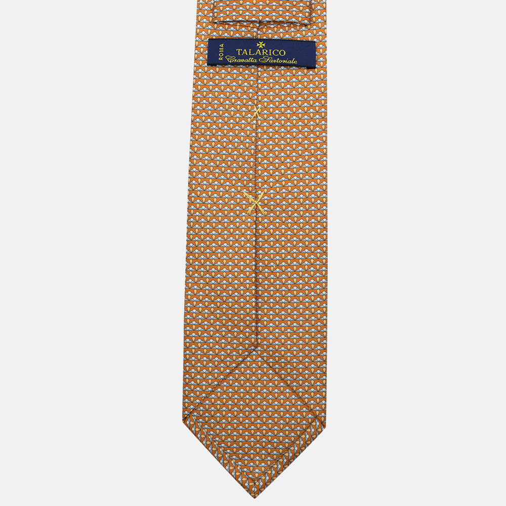 3-Fold Silk Tie, Micro Pattern, Ochre - JC056665-2