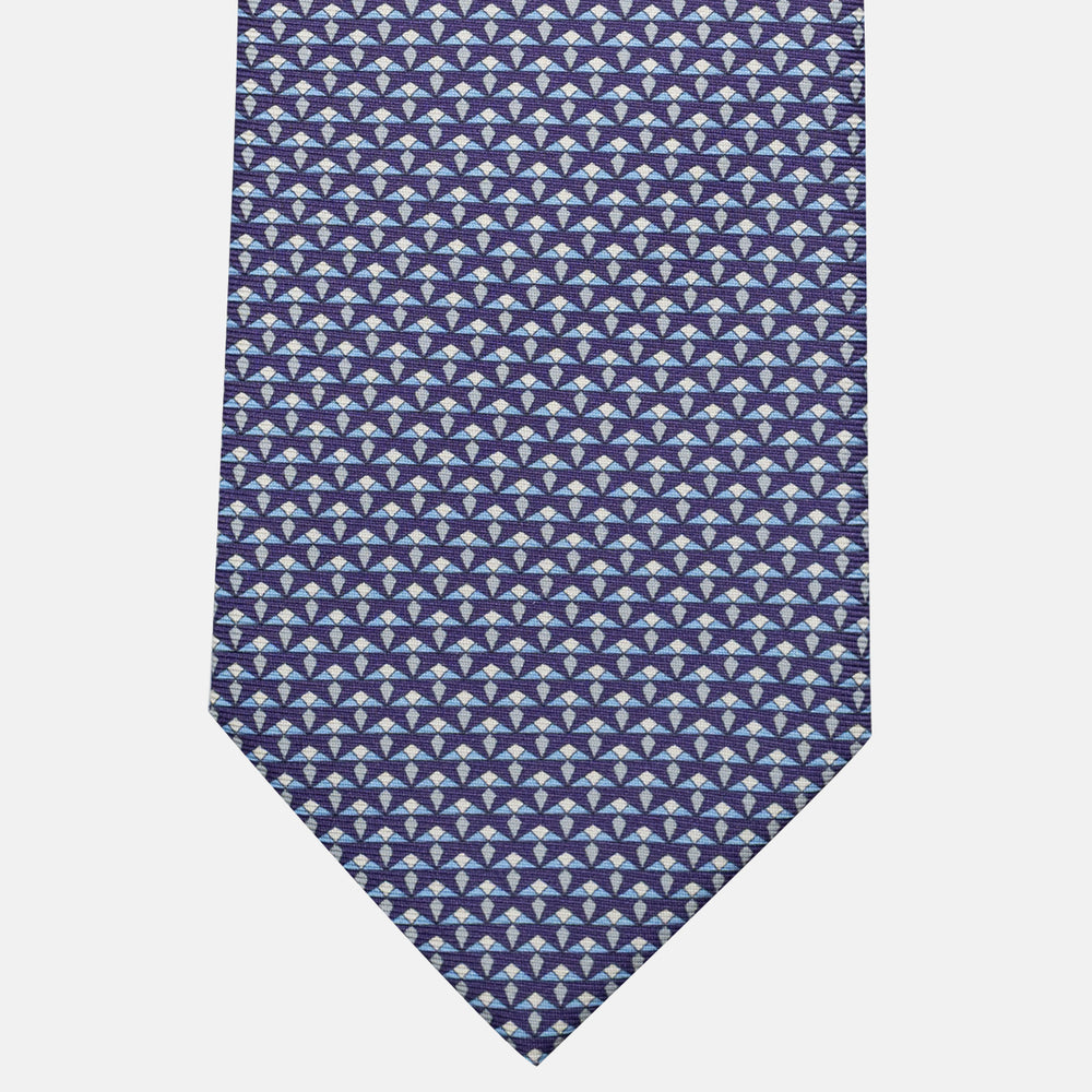 3-Fold Silk Tie, Micro Pattern, Purple - JC056665-6