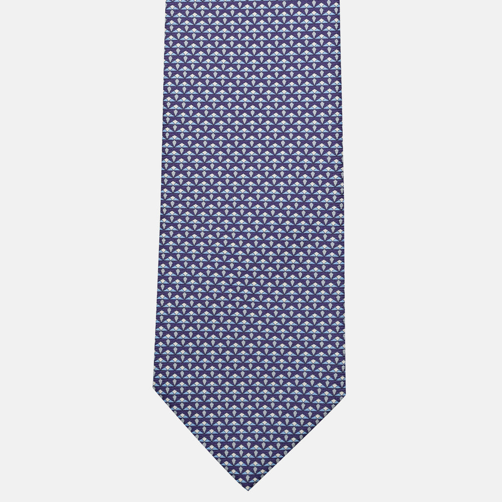 3-Fold Silk Tie, Micro Pattern, Purple - JC056665-6