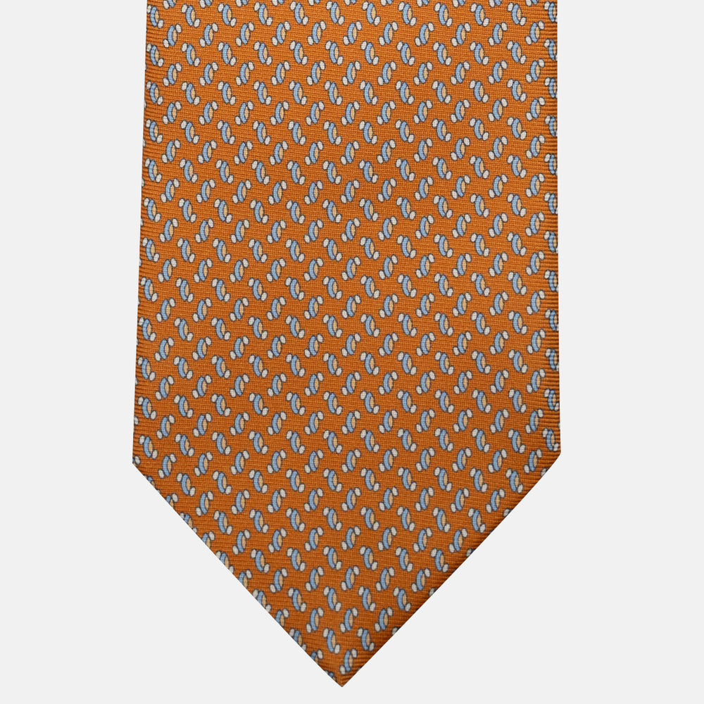 3-Fold Silk Tie, Micro Pattern, Orange - JC056668-3