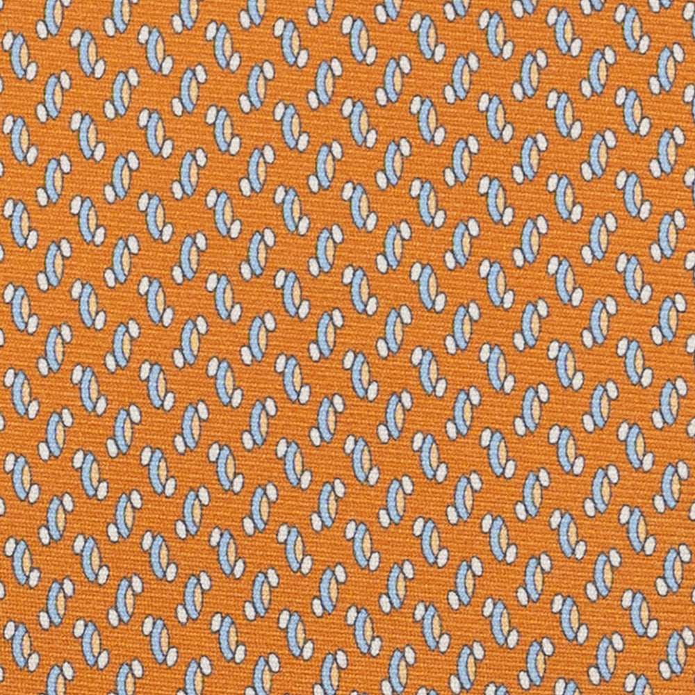 3-Fold Silk Tie, Micro Pattern, Orange - JC056668-3