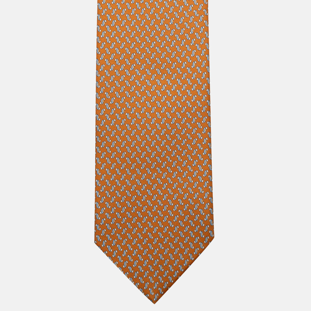 3-Fold Silk Tie, Micro Pattern, Orange - JC056668-3