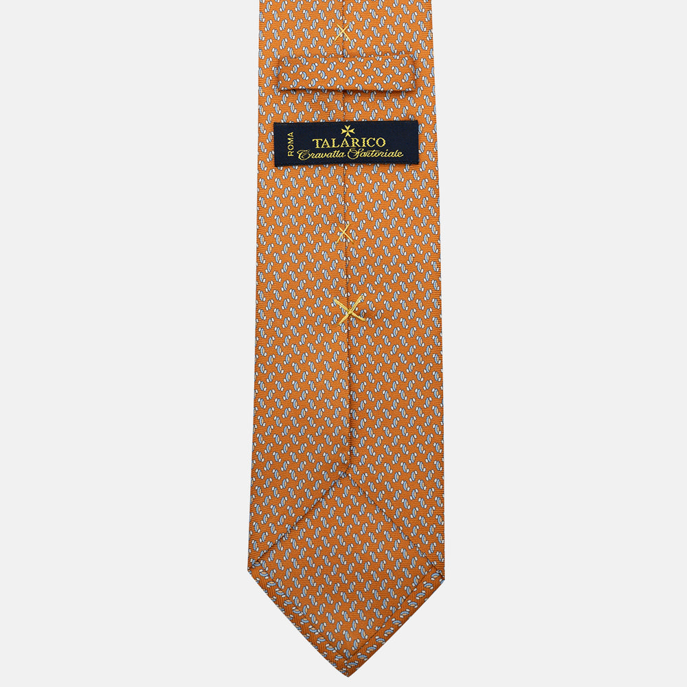 3-Fold Silk Tie, Micro Pattern, Orange - JC056668-3