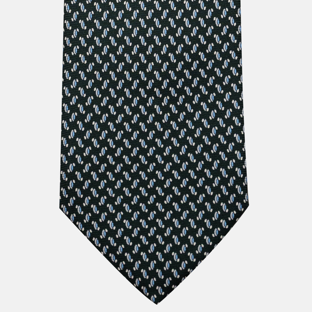 3-Fold Silk Tie, Micro Pattern, Green - JC056668-4