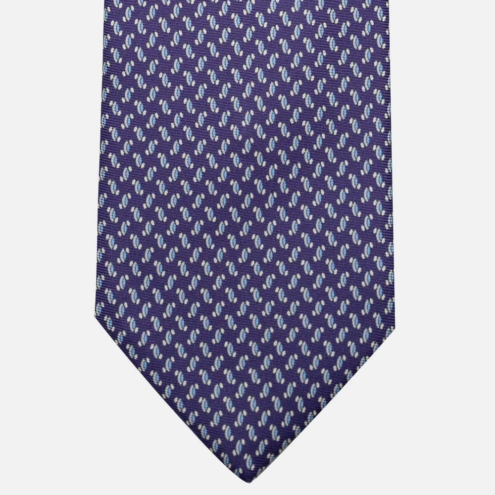 3-Fold Silk Tie, Micro Pattern, Purple - JC056668-9