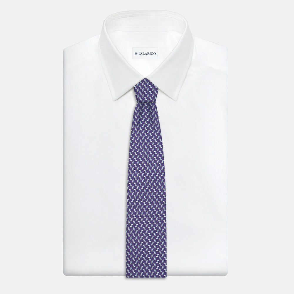 3-Fold Silk Tie, Micro Pattern, Purple - JC056668-9