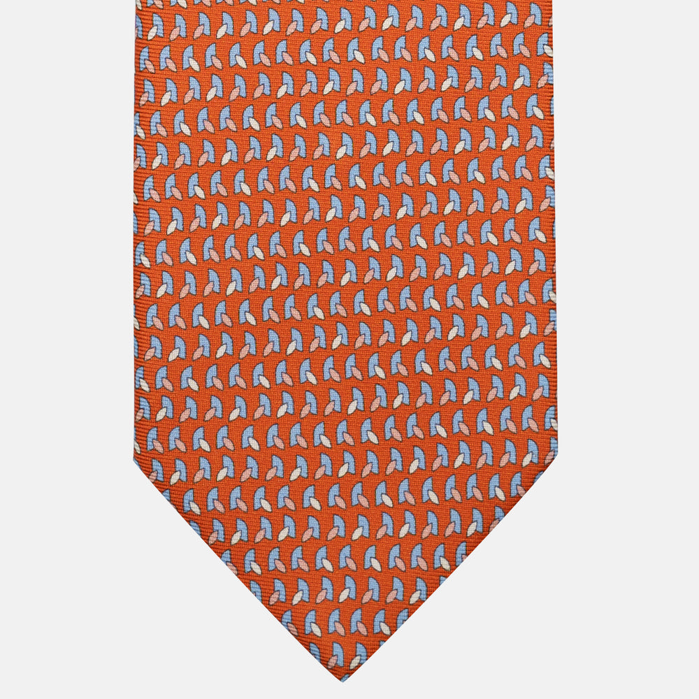 3-Fold Silk Tie, Micro Pattern, Dark Orange - JC057245-11
