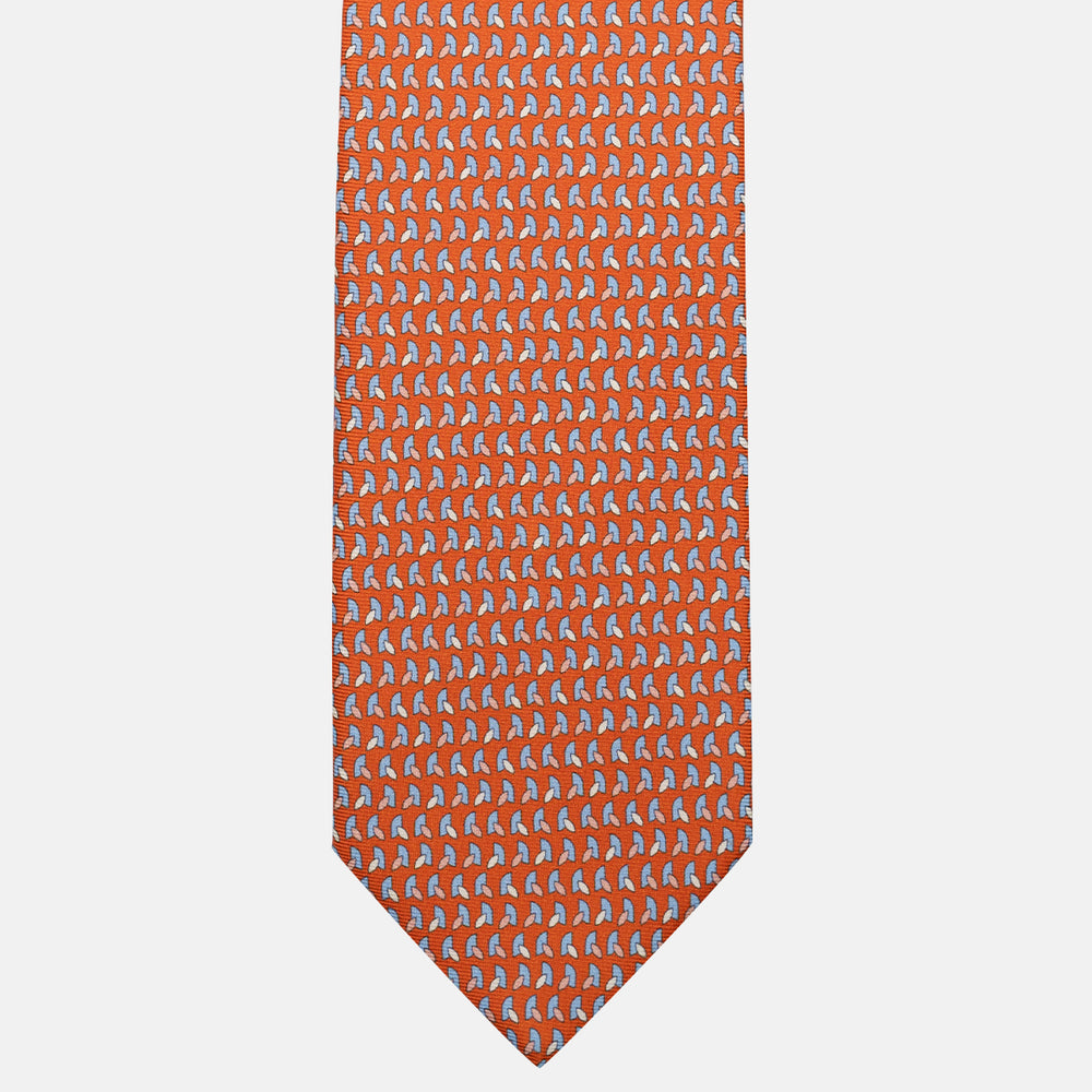 3-Fold Silk Tie, Micro Pattern, Dark Orange - JC057245-11