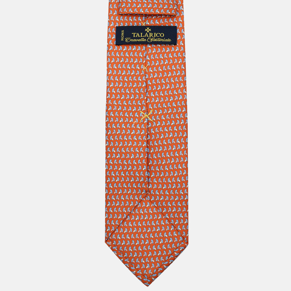 3-Fold Silk Tie, Micro Pattern, Dark Orange - JC057245-11