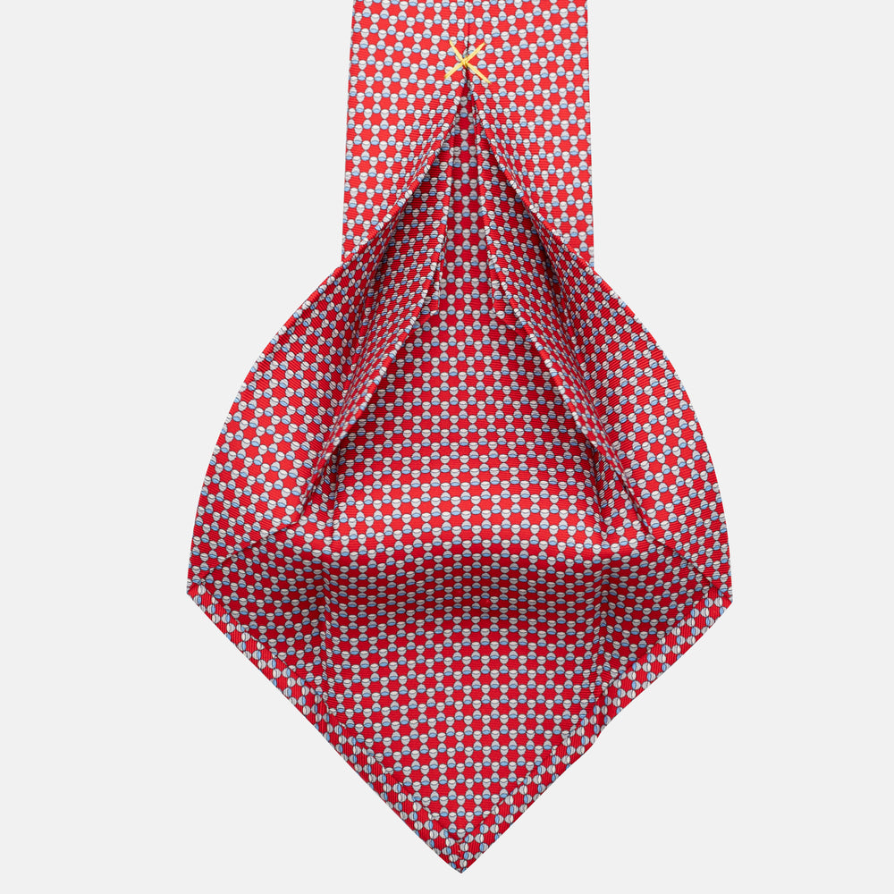 Cravatta 7 pieghe in seta Fantasia Geometrica Rosso JC057249-6