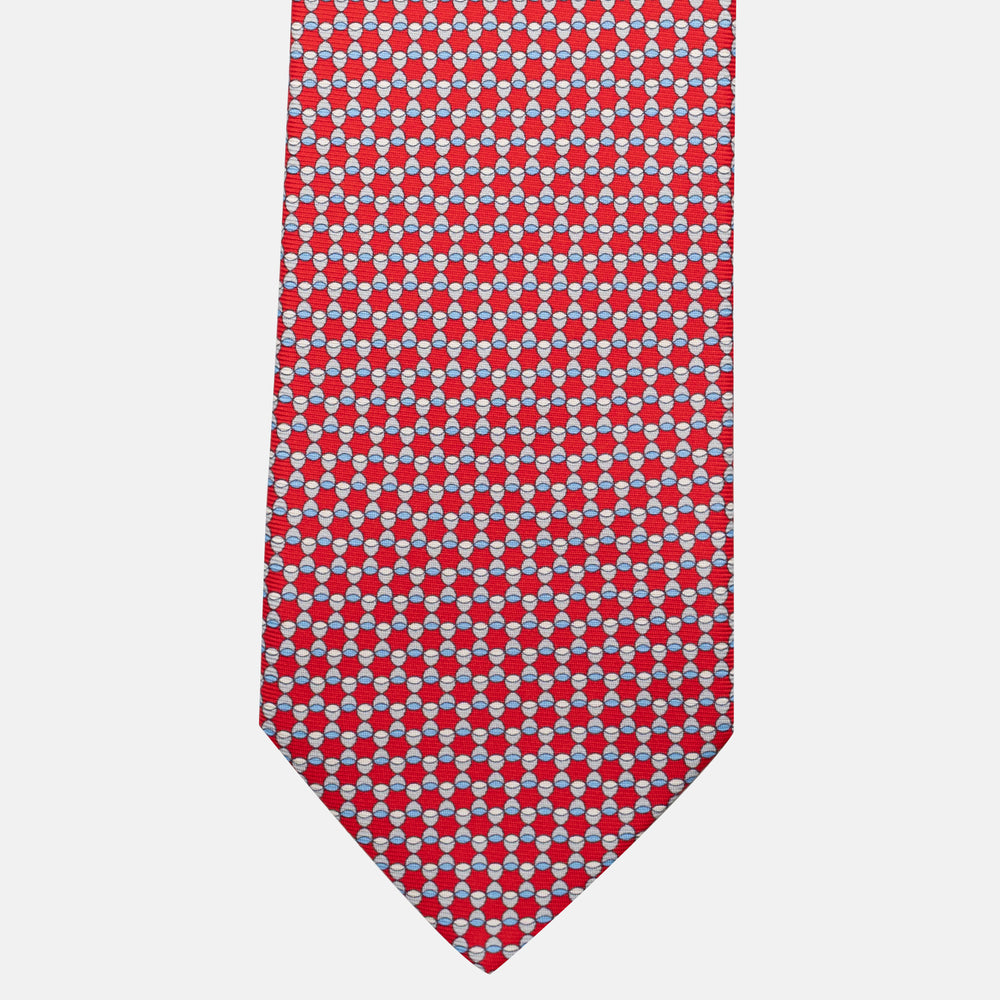 Cravatta 7 pieghe in seta Fantasia Geometrica Rosso JC057249-6