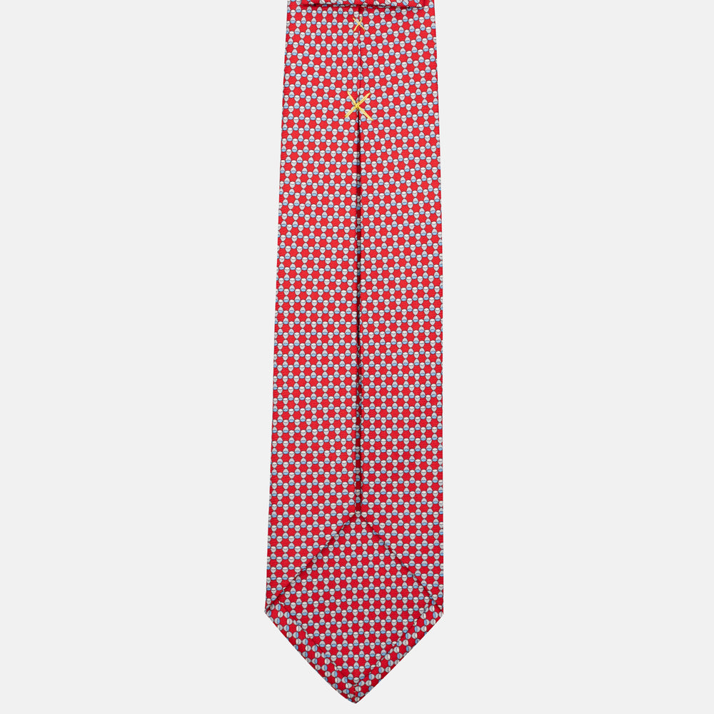 Cravatta 7 pieghe in seta Fantasia Geometrica Rosso JC057249-6