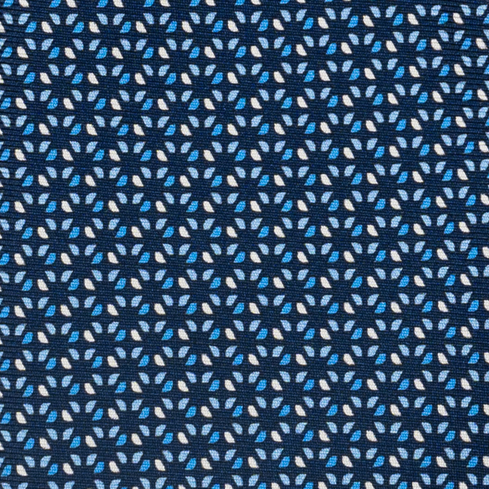 Cravatta 3 pieghe in Seta, Fantasia Geometrica, Azzurro - JC058629_4 T