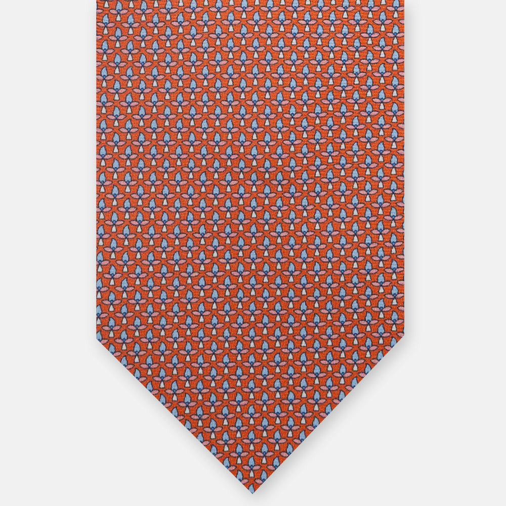 3-Fold Silk Tie, Floral, Orange - JC059574_1 T