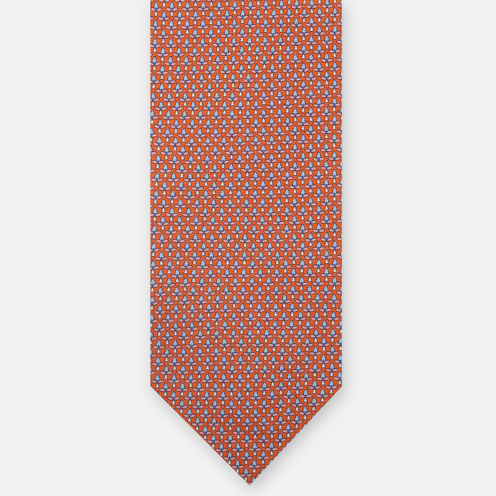 3-Fold Silk Tie, Floral, Orange - JC059574_1 T
