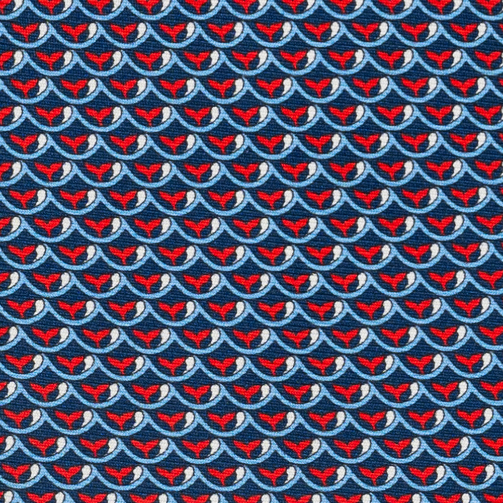 Cravatta 3 pieghe in Seta, Fantasia Balena, Blu Rosso - JC059586_1 T