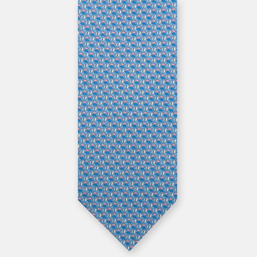 3-Fold Silk Tie, Micro Pattern, Sky Blue Pink - JC059588_1 T