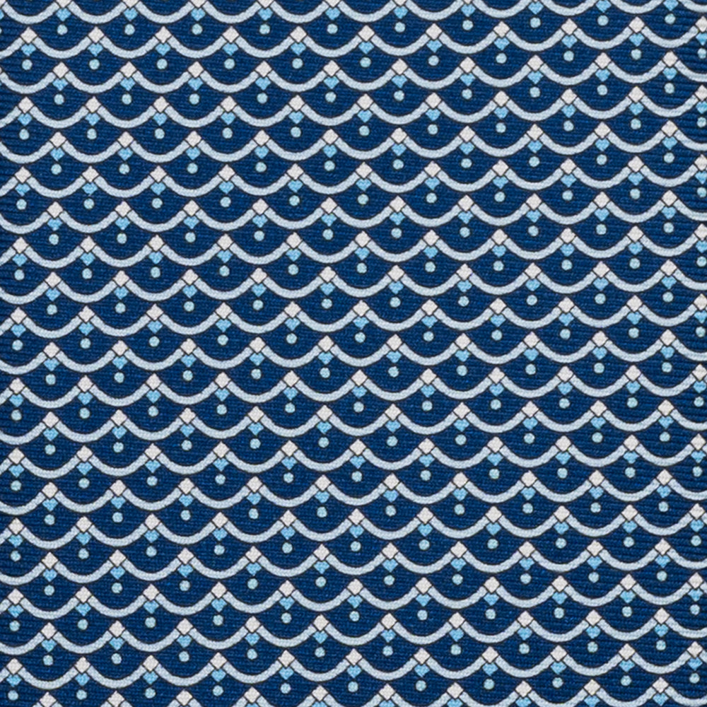 Cravatta 3 pieghe in Seta, Fantasia Geometrica, Azzurro - JC059622_11 T