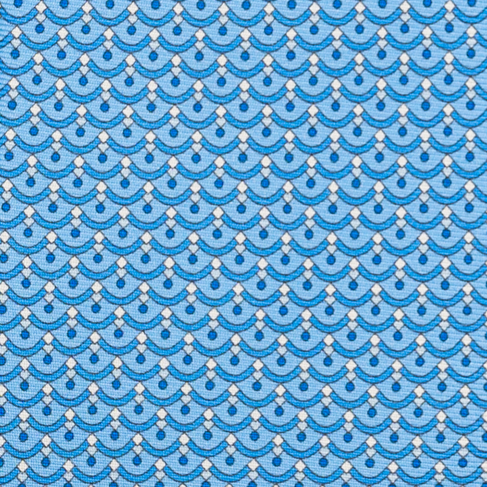 3-Fold Silk Tie, Geometric Pattern, Light Blue - JC059622_3 T