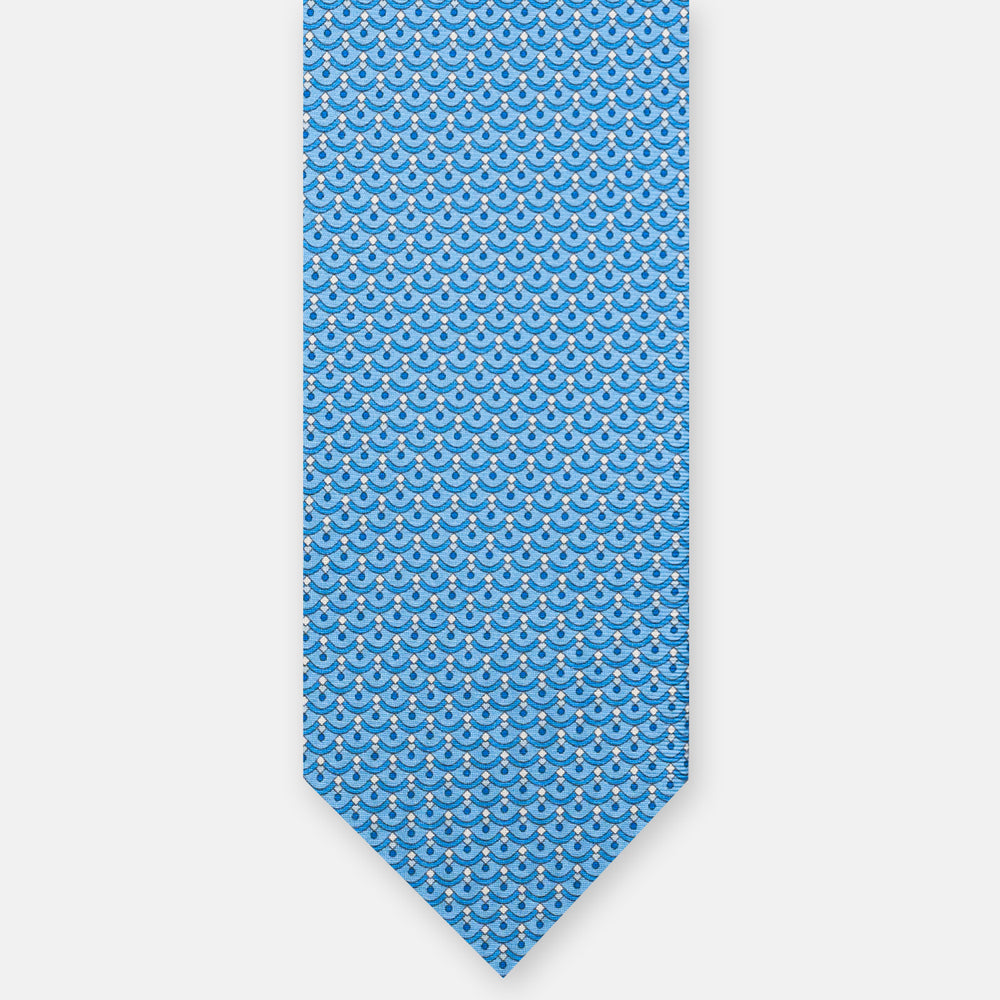 3-Fold Silk Tie, Geometric Pattern, Light Blue - JC059622_3 T