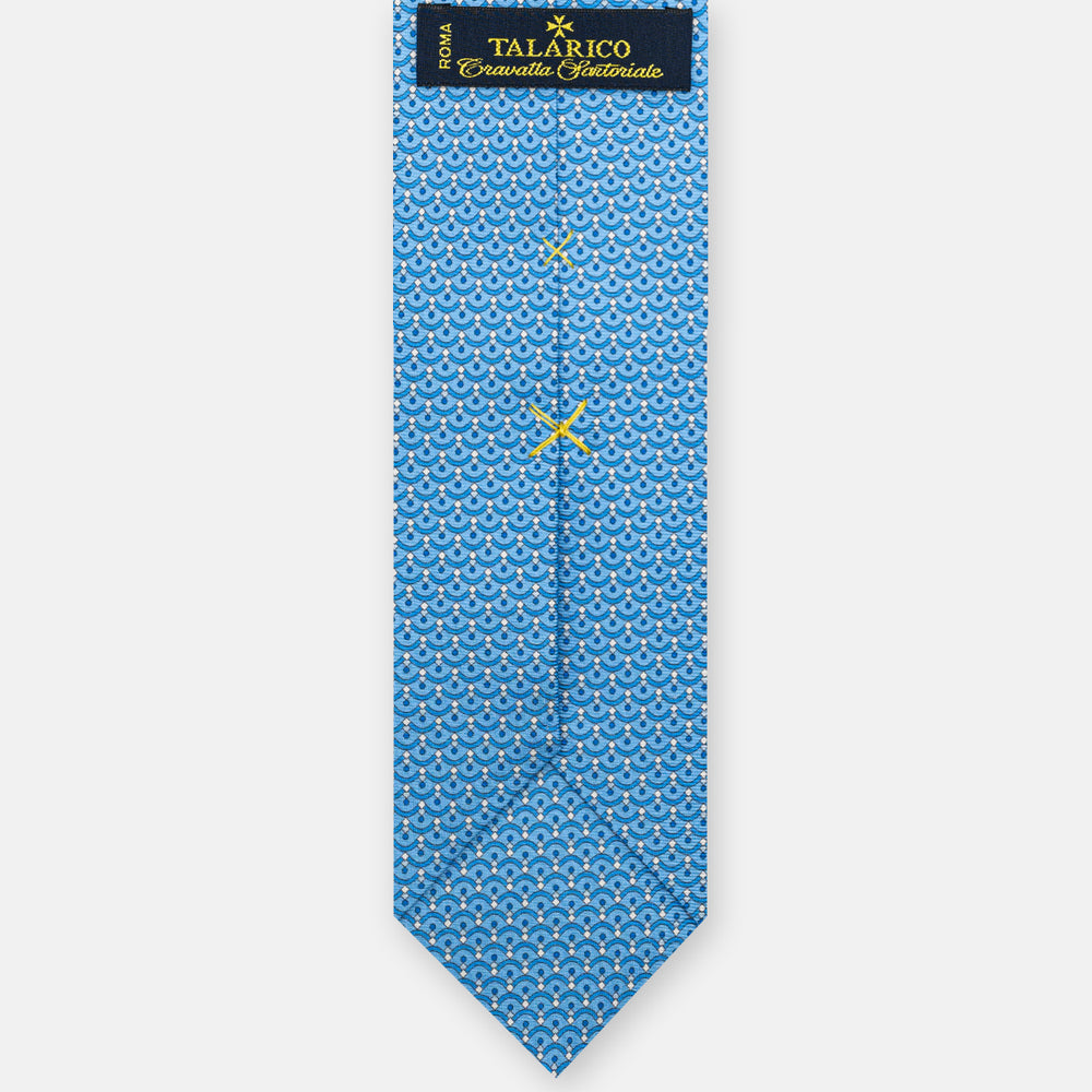 3-Fold Silk Tie, Geometric Pattern, Light Blue - JC059622_3 T
