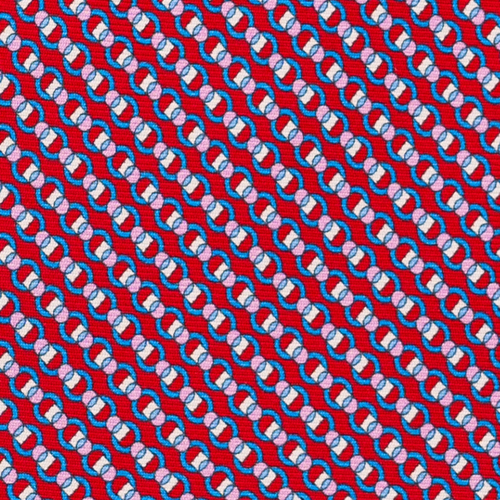 Cravatta 3 pieghe in Seta, Fantasia Concatenata, Rosso - JC059626_3 T