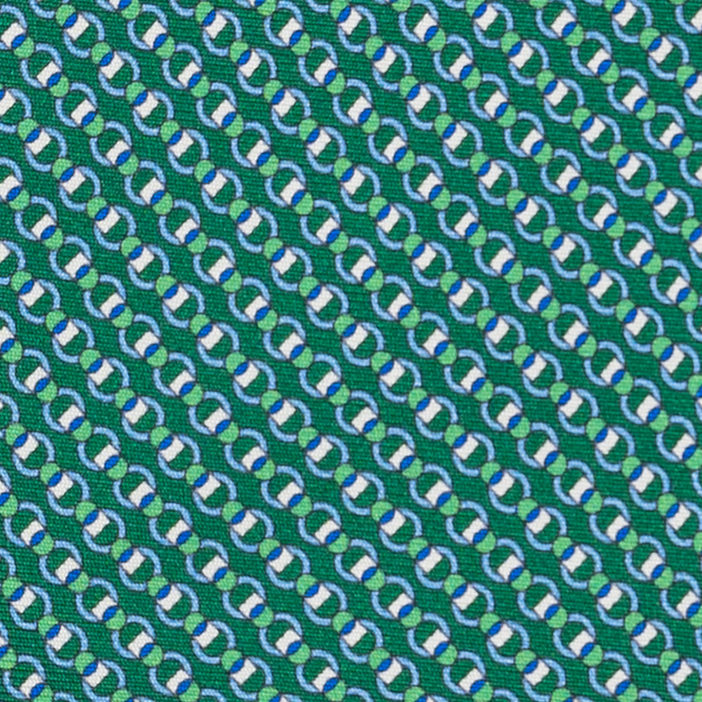 Cravatta 3 pieghe in Seta, Fantasia Concatenata, Verde - JC059626_9 T