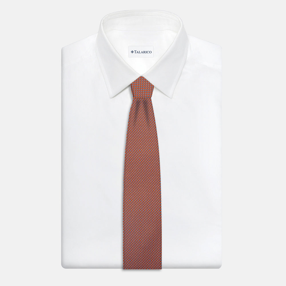 3-Fold Silk Tie, Micro Pattern, Orange - JC060269_3 T