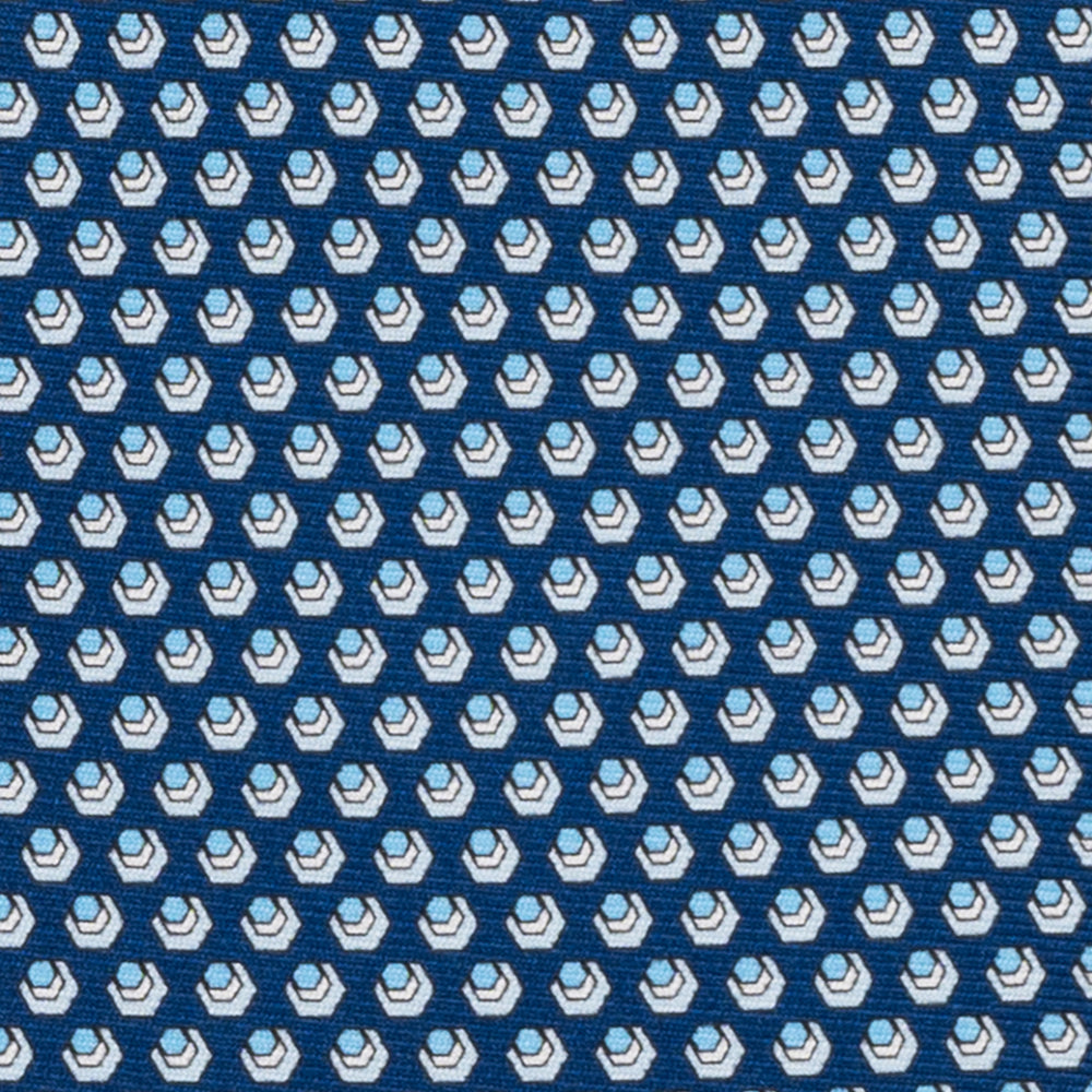 Cravatta 3 pieghe in Seta, Fantasia Geometrica, Azzurro - JC061860_3 T