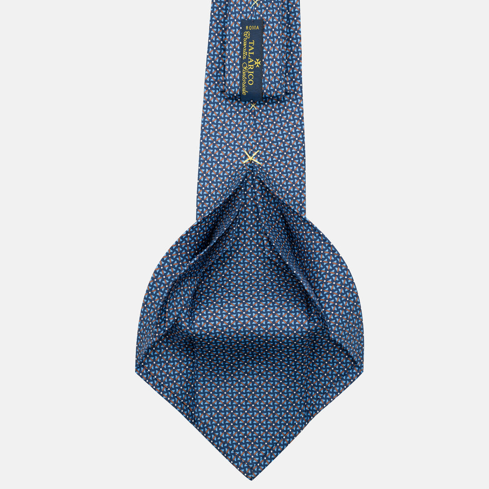Cravatta 7 pieghe in seta Fantasia Geometrica Blu JC090226-3