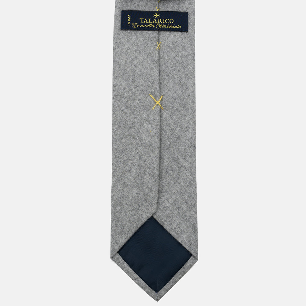 Cravatta 3 Pieghe in 100% Cashmere Zegna | Sartoriale Fatta a Mano | Grigio Melange