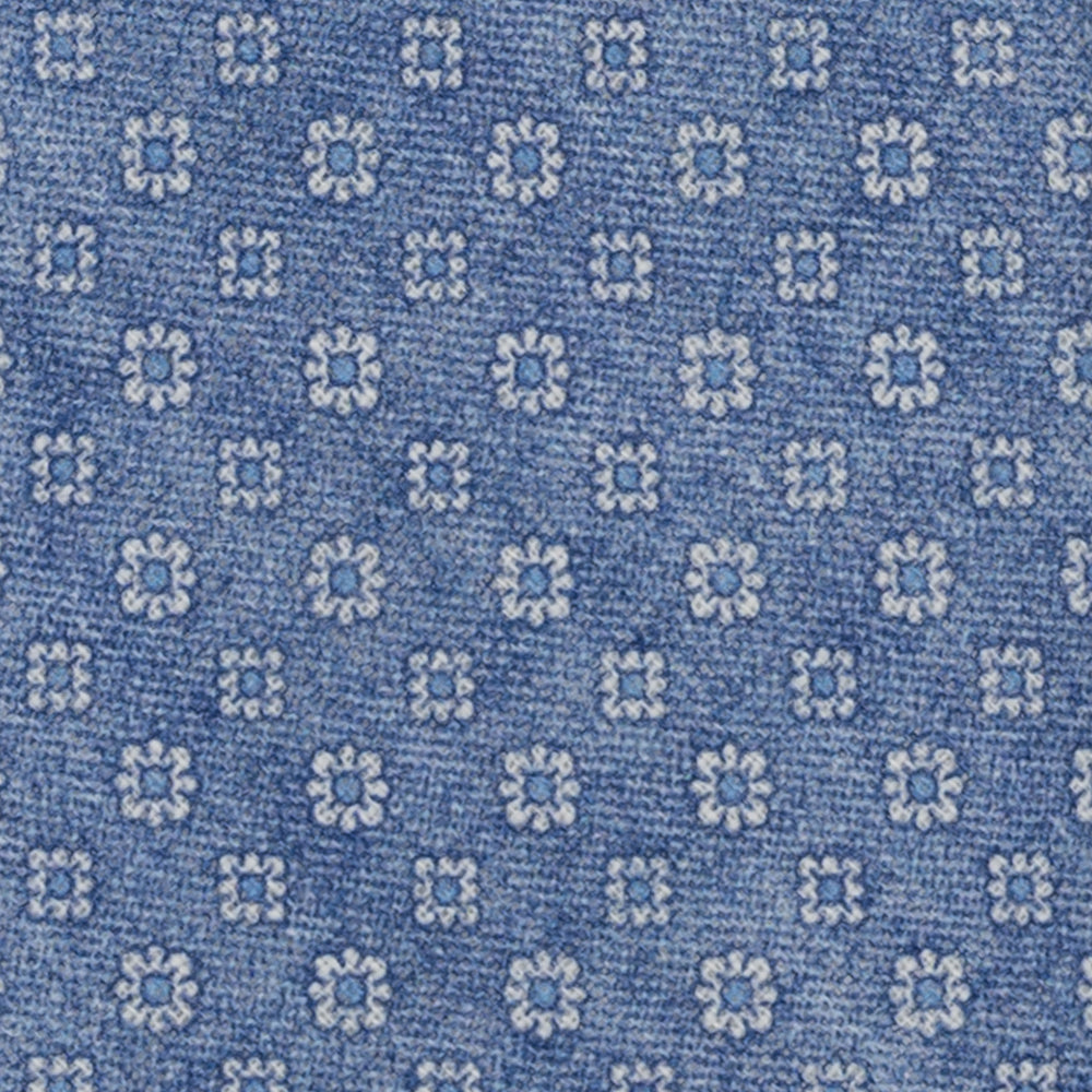 Cravatta 3 Pieghe in Irish Linen Fantasia Floreale Blu JD031
