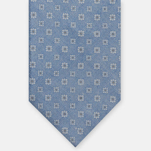 Cravatta 3 Pieghe in Irish Linen Fantasia Floreale Celeste JD031