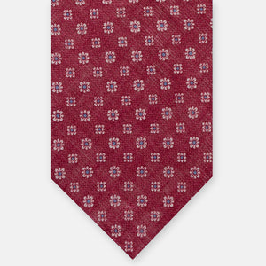 Cravatta 3 Pieghe in Irish Linen Fantasia Floreale Rosso JD031