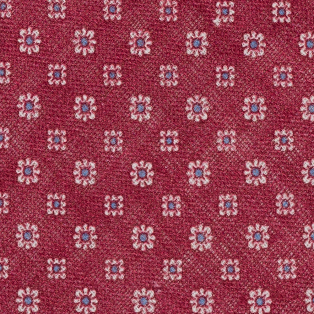 Cravatta 3 Pieghe in Irish Linen Fantasia Floreale Rosso JD031